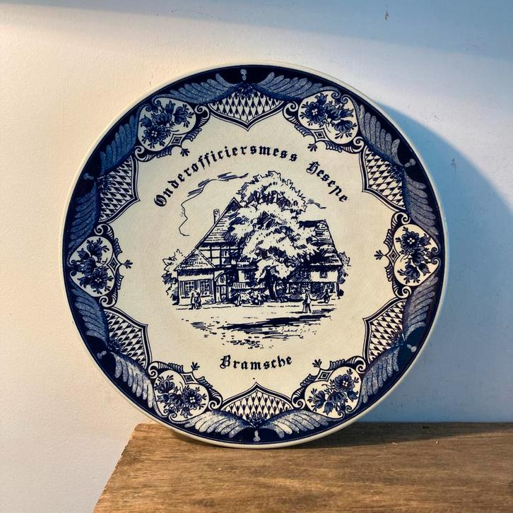 Delfts Blauw Wandbord Hesepe Bramsche 30cm Hollandse Memorab, Antiek en Kunst, Curiosa en Brocante, Ophalen of Verzenden