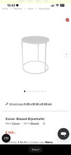 Zuiver Glazed bijzettafel, Minder dan 55 cm, Gebruikt, Metaal of Aluminium, Rond