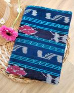 Handgeweven Ikat uit Indonesië #0064, 30 tot 120 cm, Katoen, Verzenden, Blauw