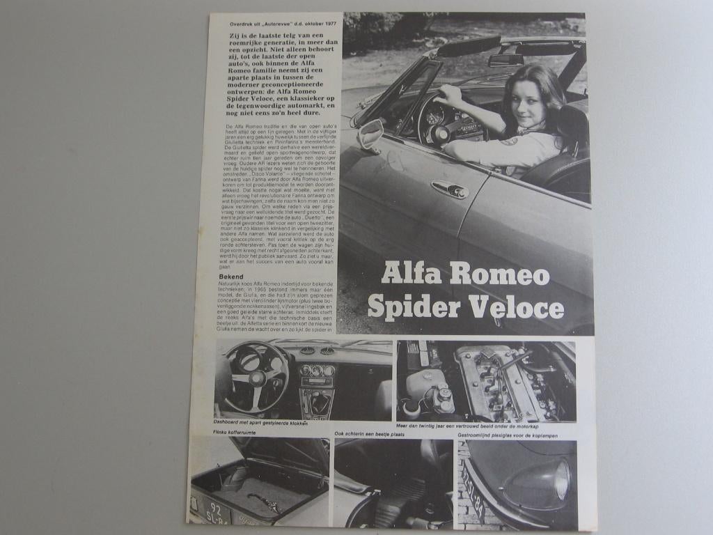 AR 643K Alfa Romeo Spider Veloce , overdruk Autorevue, Boeken, Auto's | Folders en Tijdschriften, Zo goed als nieuw, Alfa Romeo