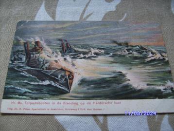 Den Helder Hr Ms Torpedobooten in Branding op Kust 1906 + pz beschikbaar voor biedingen