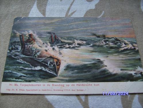 Den Helder Hr Ms Torpedobooten in Branding op Kust 1906 + pz, Verzamelen, Ansichtkaarten | Nederland, Gelopen, Noord-Holland, Voor 1920