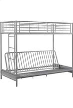 Vente-unique Hoogslaper metaal zilverkleurig 90x190 cm, Ophalen, Gebruikt, 160 tot 180 cm, Tweepersoons