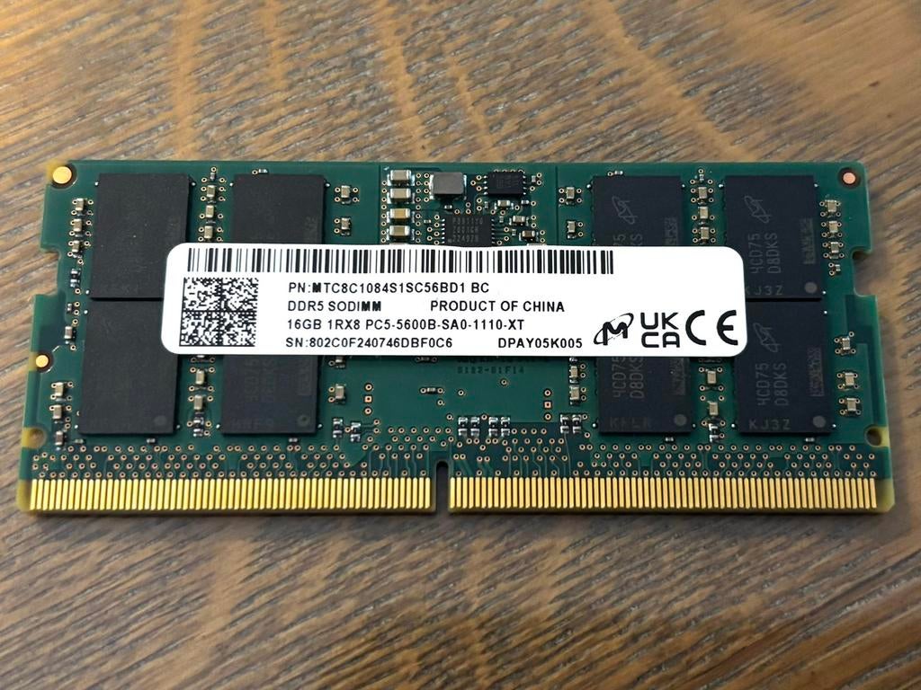 16GB Micron DDR5 PC5-5600B RAM Geheugen (3 Beschikbaar), Computers en Software, RAM geheugen, 5600Mhz, Ophalen of Verzenden, Zo goed als nieuw