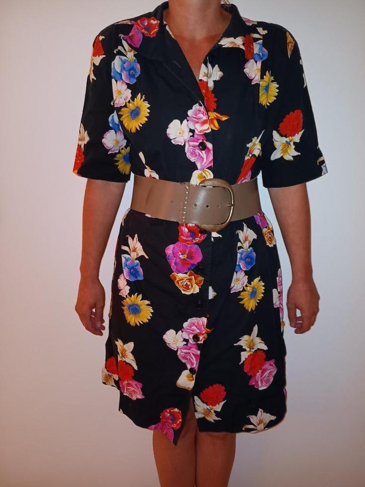 Vintage jurk Ungaro met lederen taille riem, Kleding | Dames, Jurken, Zo goed als nieuw, Maat 46/48 (XL) of groter, Zwart, Onder de knie