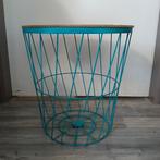 Bijzettafel met opbergruimte - Izgs turquoise, Ophalen, Zo goed als nieuw, Rond