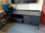 TV meubel kast zwart industrieel, 150 tot 200 cm, Minder dan 100 cm, 25 tot 50 cm, Industrieel