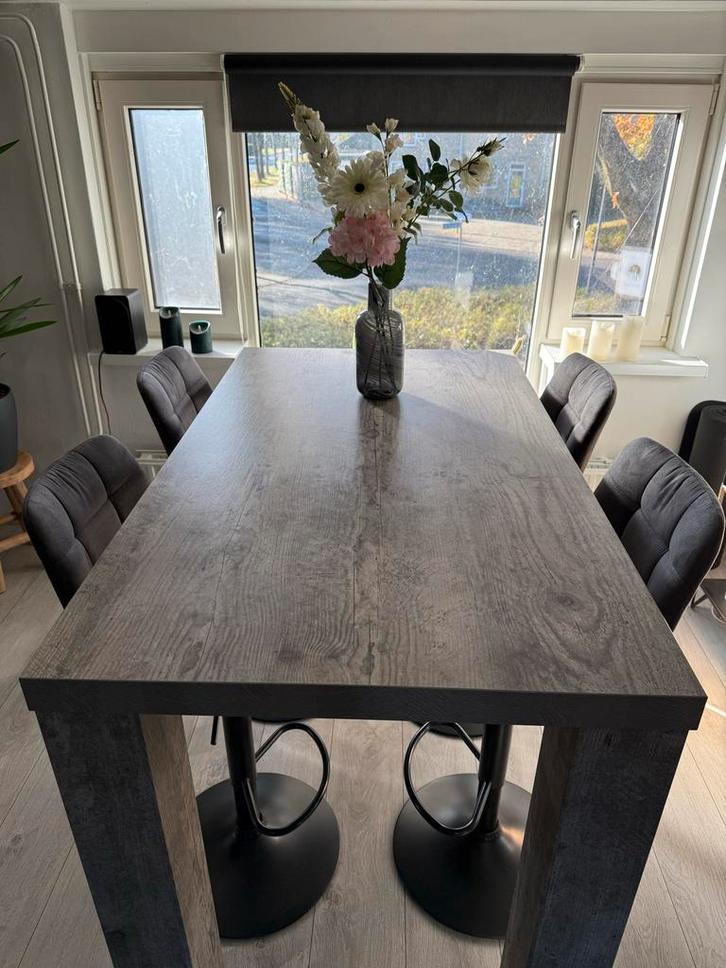 Bartafel met 4 bijpassende krukken, Huis en Inrichting, Tafels | Statafels, Gebruikt, Ophalen