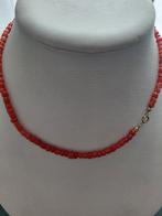 bloedkoraal ketting,14krt,sluiting echt!!, Ophalen of Verzenden, Gebruikt, Rood, Steen of Mineraal