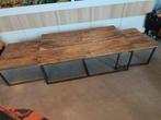 Salontafel mango hout met 2 bijzettafeltjes, Huis en Inrichting, Ophalen, 50 tot 100 cm, Rond, 50 tot 100 cm