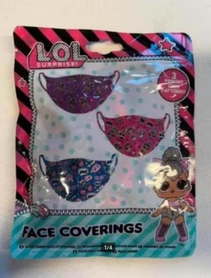NIEUW! LOL surprise kinder mondkapjes 3 stuks €4,99, Doe-het-zelf en Verbouw, Adembescherming, Nieuw, Ophalen of Verzenden