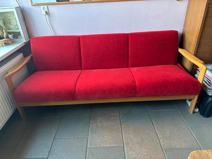 Deens designe vintage bank/ slaapbank, Huis en Inrichting, Banken | Bankstellen, Gebruikt, Rechte bank, Driepersoons, 150 tot 200 cm