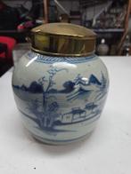 Antieke Chinese gemberpot met koperen deksel, Antiek en Kunst, Ophalen of Verzenden