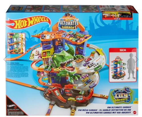 Hot Wheels City Ultimate Garage Robo T-Rex auto racebaan, Kinderen en Baby's, Speelgoed | Racebanen, Zo goed als nieuw, Racebaan