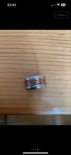 Zilveren ring met 14k goud, Sieraden, Tassen en Uiterlijk, Ringen, Ophalen of Verzenden, Zo goed als nieuw, 17 tot 18, Dame