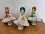 3 art deco Japan porseleinen meisjes met bloemenmand, Ophalen of Verzenden