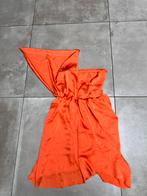 JOSH V ORANJE ONE SHOULDER SATIJNEN ZIJDE JURK JURKJE S, Oranje, Ophalen of Verzenden, Zo goed als nieuw, Knielengte