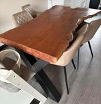 Suar boomstam tropisch hout eettafel, Ophalen of Verzenden, Zo goed als nieuw, 4 tot 6 stoelen