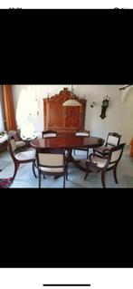 Eethoek uitschuiftafel en 6 stoelen, Antiek en Kunst, Antiek | Meubels | Tafels, Ophalen