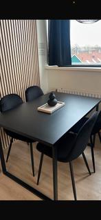 Eetkamer eettafel eetstoelen zwart, Ophalen, Overige materialen, 100 tot 150 cm, 50 tot 100 cm