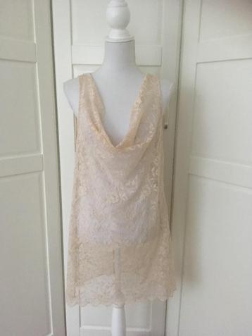 Expresso nude mouwloze kanten top, maat 38 M (valt als L) beschikbaar voor biedingen
