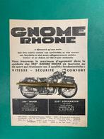 Gnome & Rhône Motorcycle Advertentie 1937 FRA (Origineel), Verzamelen, Tijdschriften, Kranten en Knipsels, Knipsel(s), Ophalen of Verzenden