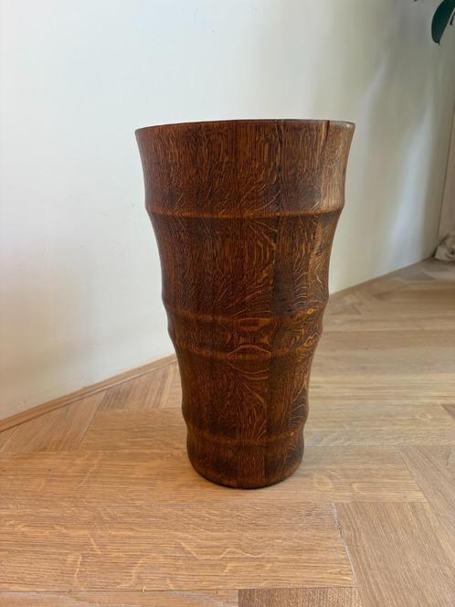 Massief eiken paraplubak | mid-century - japandi design, Huis en Inrichting, Woonaccessoires | Paraplubakken, Gebruikt, Hout, Ophalen