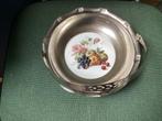 Art-Deco zilver tin hengsel schaal met porselein tegel,fruit, Antiek en Kunst, Ophalen of Verzenden