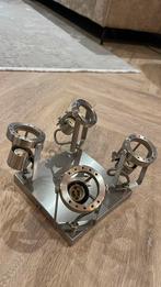 Vier-spot plafondlamp – RVS-look, Ophalen of Verzenden, Zo goed als nieuw, Metaal of Aluminium, Halogeen