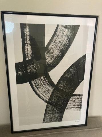 Abstracte / moderne poster in zwarte lijst 70 x 50 cm beschikbaar voor biedingen