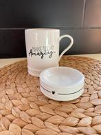 Rivièra Maison Theebeker met Schotel - Zo Goed Als Nieuw, Keramiek, Ophalen of Verzenden, Zo goed als nieuw, Overige stijlen