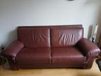leren bank, Huis en Inrichting, Banken | Bankstellen, Ophalen, Gebruikt, Driepersoons, Rechte bank