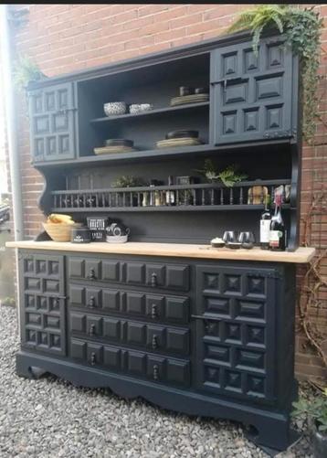 Prachtige spaans vintage designer buffetkast zwart  beschikbaar voor biedingen
