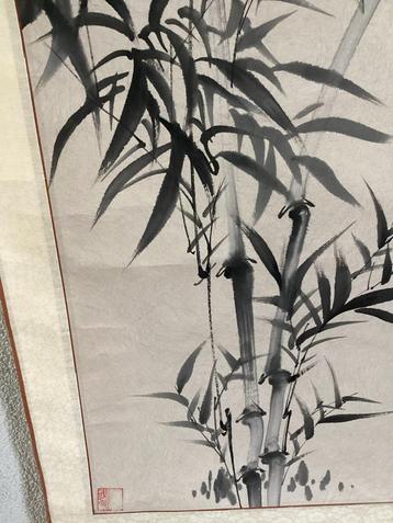 Oude Chinese rolschildering - Bamboe - 150x42,5 cm beschikbaar voor biedingen