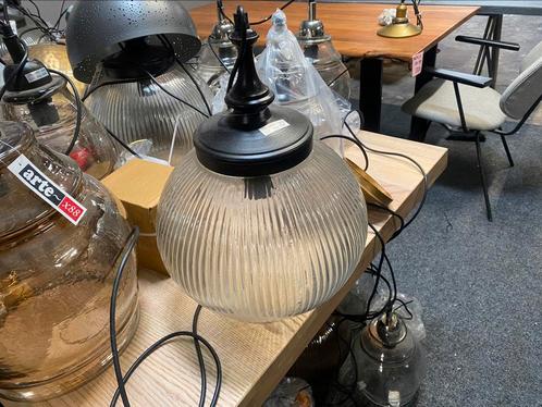 Hanglamp retro vintage glas met metaal 43cm zware uitvoering, Huis en Inrichting, Lampen | Hanglampen, Nieuw, Minder dan 50 cm