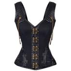 Zwart leren steampunk korset sexy bustier gothic kettingen, Verzenden, Zwart, Body of Korset