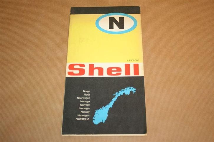 Oude Shell kaart - Noorwegen - Circa 1965, Boeken, Atlassen en Landkaarten, Gelezen, Landkaart, Nederland, 1800 tot 2000, Ophalen of Verzenden