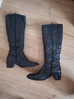 Zwarte leren laarzen - Maat 40,5 (7), Ophalen of Verzenden, Zo goed als nieuw, Zwart, Lage of Enkellaarzen