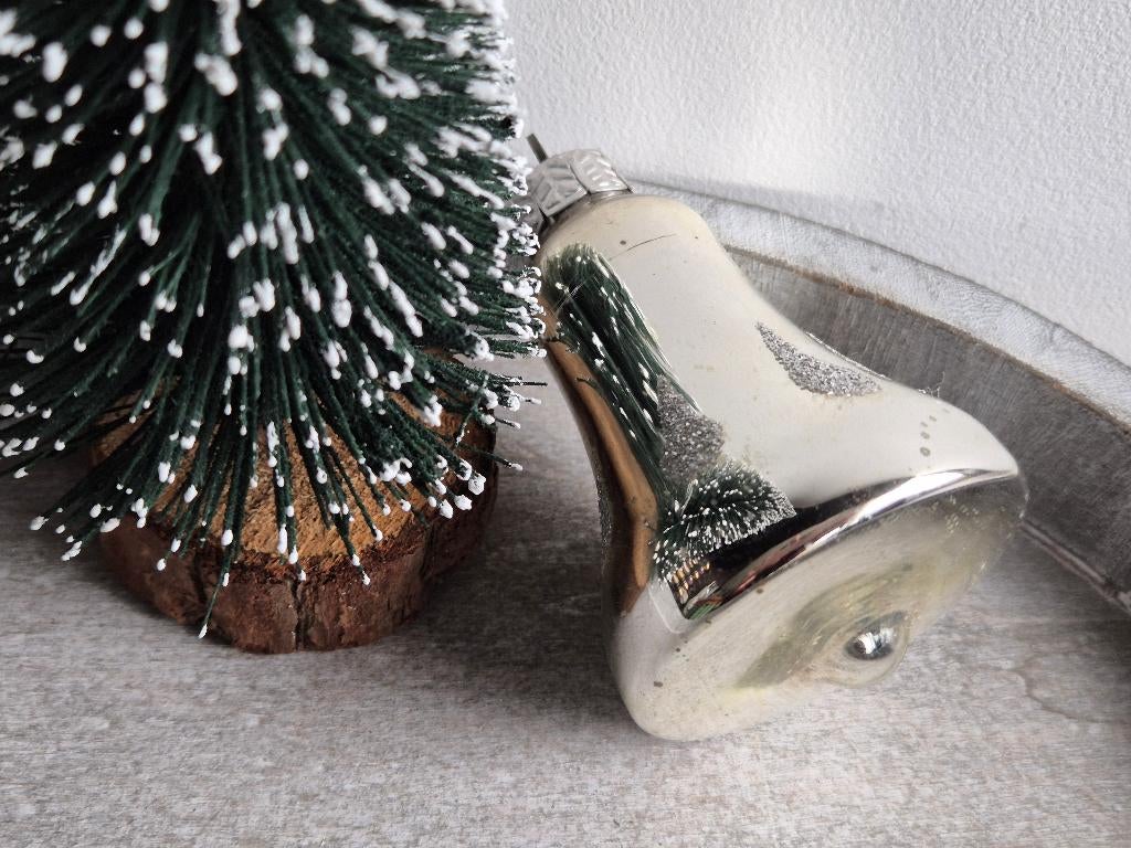 Vintage kerstbal klokje zilver 480, *, Gebruikt, *, Ophalen of Verzenden