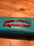 Armband met bloedkoraal en 14 krt. Siersluiting, Sieraden, Tassen en Uiterlijk, Armbanden, Ophalen of Verzenden, Zo goed als nieuw