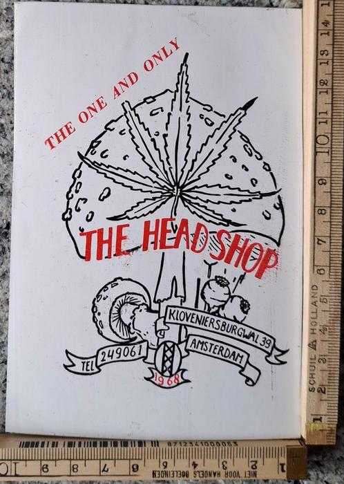 Vintage sticker The Head shop Amsterdam pado's wietblad, Verzamelen, Stickers, Zo goed als nieuw, Overige typen, Ophalen of Verzenden