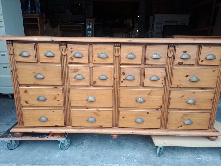 Zware grenen ladekast 22 lades, Huis en Inrichting, Kasten | Ladekasten, Gebruikt, Minder dan 100 cm, 150 tot 200 cm, 25 tot 50 cm