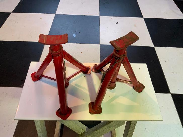 Set van 2 Gebruikte Autosteunen / Assteunen, Auto diversen, Krikken, Gebruikt, Garagekrik, Manueel, Ophalen of Verzenden