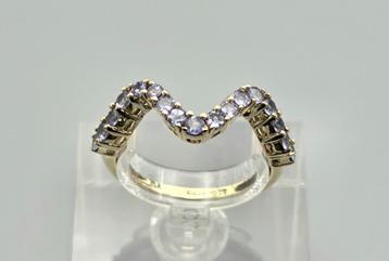 Gouden Vintage design ring  edelsteen tanzaniet. 2025/458. beschikbaar voor biedingen