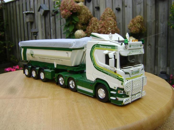 Tekno Scania met kipper oplegger P.V.D. Hoeven, Hobby en Vrije tijd, Modelauto's | 1:50, Nieuw, Bus of Vrachtwagen, Tekno, Ophalen of Verzenden