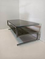 Design salontafel, marmer, glas en metaal, Huis en Inrichting, Tafels | Salontafels, Ophalen, Gebruikt, Rond, Glas