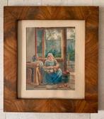 Antieke Aquarel - Dienstmeid - Dirk Schouten 1867 Dordrecht, Ophalen of Verzenden