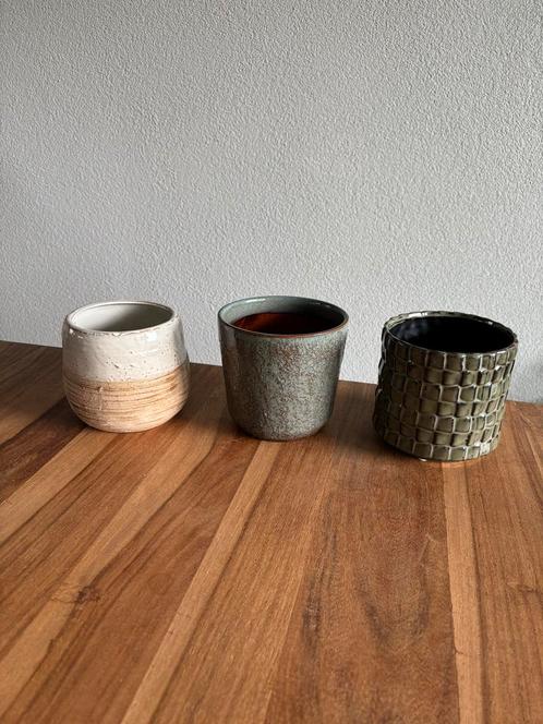 Set van 3 Intratuin Bloempotten (binnen), Tuin en Terras, Bloempotten, Aardewerk, Binnen, Minder dan 40 cm, Minder dan 25 cm, Rond