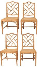 Vintage Hollywood Regency Style Faux Bamboo Dining Chairs(4), Ophalen