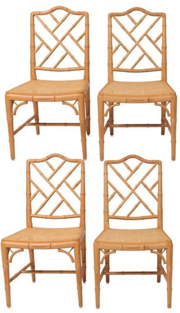 Vintage Hollywood Regency Style Faux Bamboo Dining Chairs(4), Antiek en Kunst, Antiek | Meubels | Kasten, Ophalen
